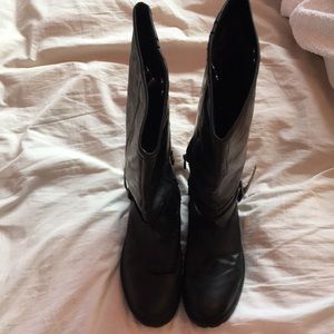 Black Boots, Size 8.5, Silver Buckle
